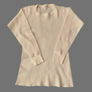 Vintage Morgan Mills Shirt Mens Medium Creme Long Johns Thermal Waffle USA Made